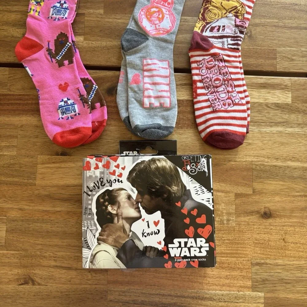 Disney Star Wars 3 Pairs Of Socks Women’s Size 4-8 BB 8 /C3PO / R2D2 DAMAGED BOX